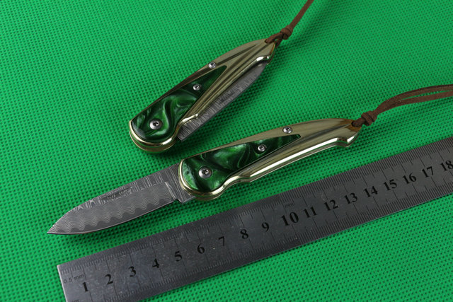  The Chinese Feast Damascus steel no lock folding knife UD402180 